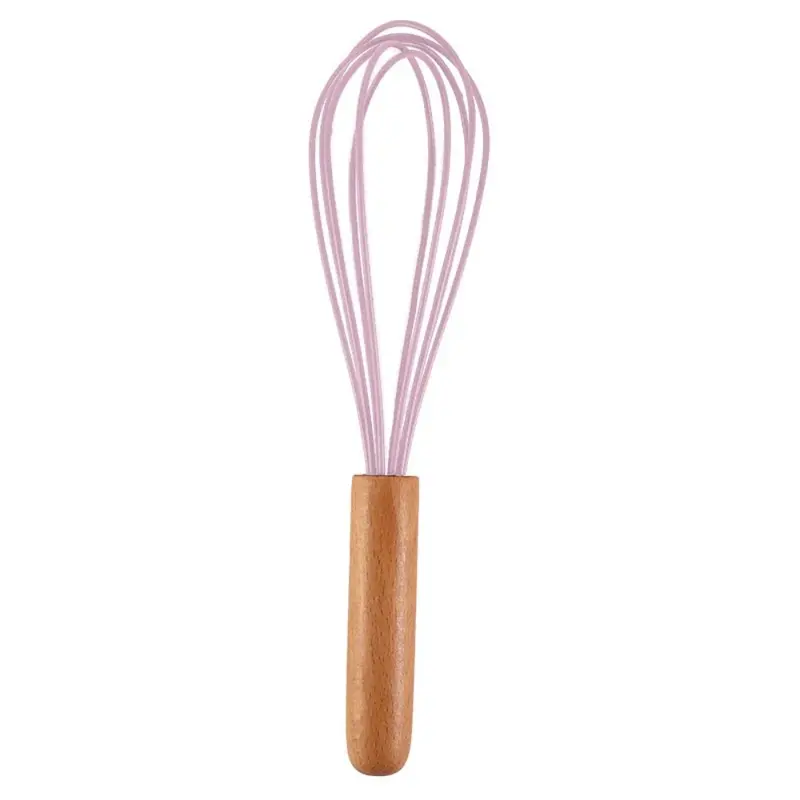 1pc silicone egg beater 10-inch wooden handle manual cake creamer and noodle mixer baking tool 6