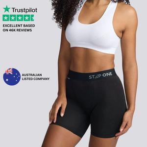 Step One Women's Anti-Chafe Body Shorts, 2 Pack, Breathable Viscose Bamboo Fabric, Super Soft Waistband, Comfortable Everyday Wear Fits, Activewear Panties, Ladies Basic, Athletic, Indoor Womenswear, Underwear for All Seasons