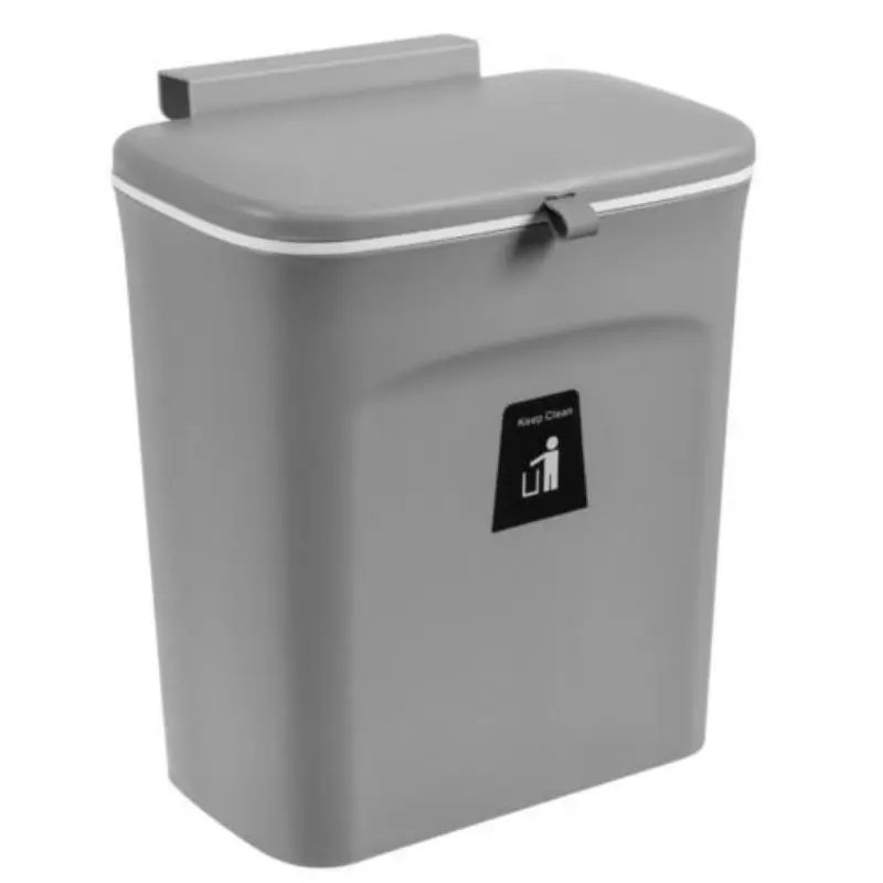 Wall Mount Hanging Trash Can with Lid - 7L Capacity for Kitchen Cabinet Door Cupboard