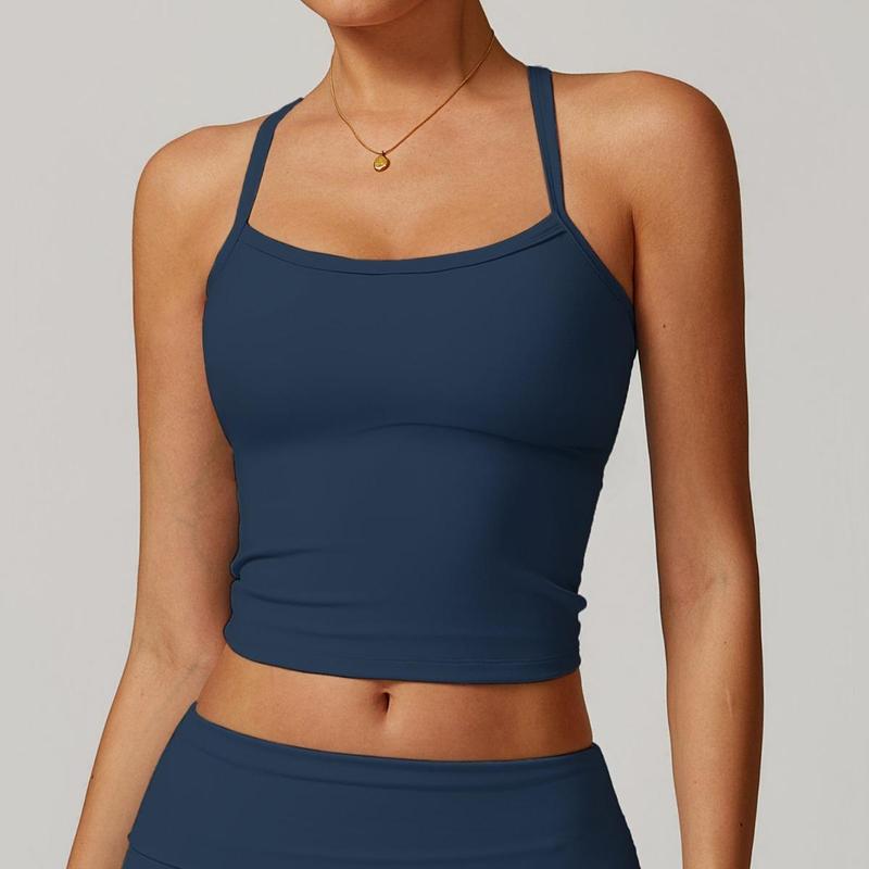 Women's Solid Backless Sports Cami Top, Quick Drying Breathable Sports Cami Top, Gym Clothes, Running Vest, Ladies Sportswear for Indoor Outdoor Wear 7