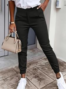 Women's Solid Color Straight Leg Pants, Elegant Comfy Trousers for Work Office Business, Ladies Bottoms for All Seasons