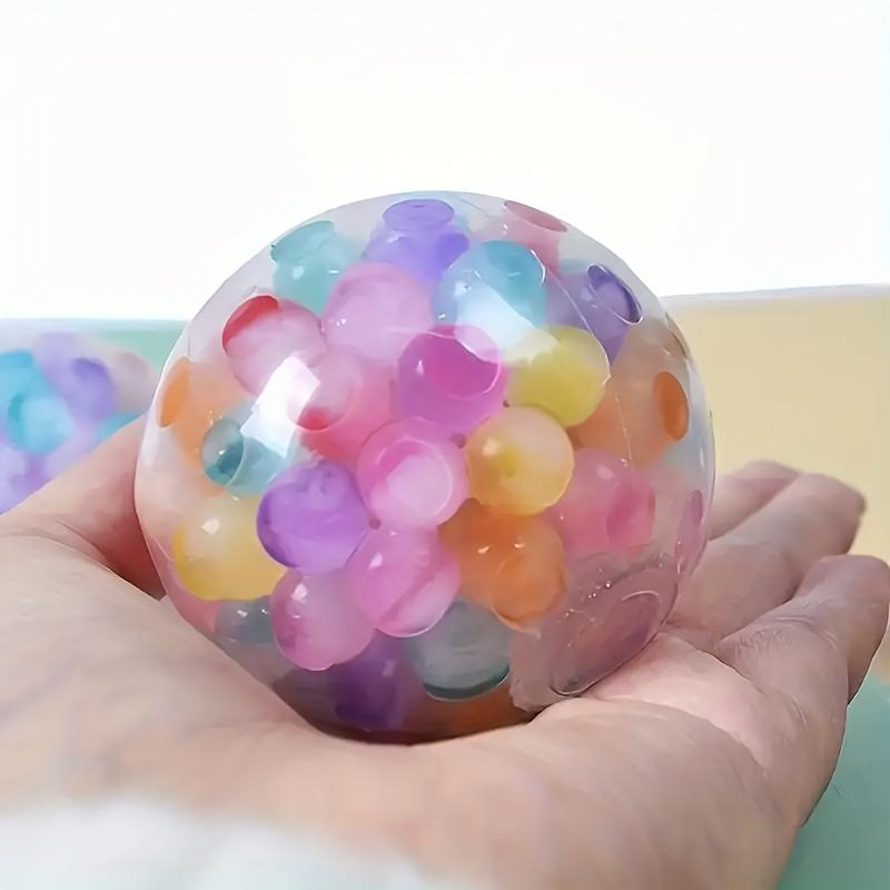 A&H      Rainbow Water Beads Stress Squeeze Ball with Grape Cluster Design - A Colorful Hand Exercise Grip Ball for Decompression and Anxiety Relief 5