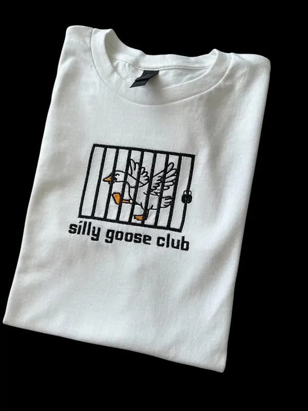 Embroidered Silly Goose Club T-shirt Silly Goose Tee, Funny Shirt Gift Tee Top 0