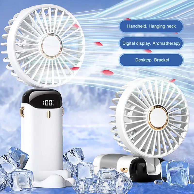 10000mAh Portable Hand-held Fan Mini Folding Desk Fan Cooler Cooling USB. 3