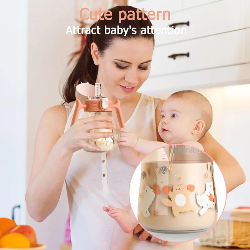 Orange 3 in 1 Sippy Cup for Baby with 3 Nipples - Perfect for Toddler Drinks and Water Bottles 2