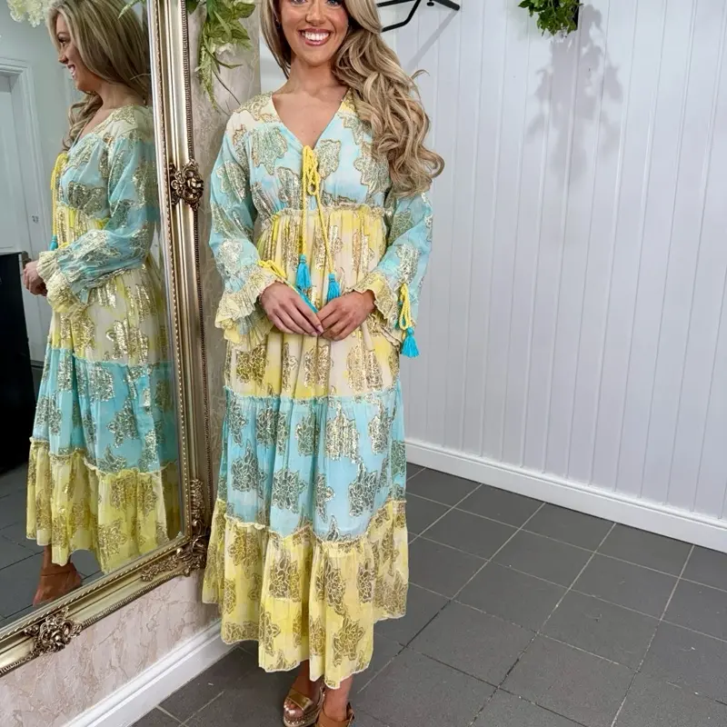 Embellished Gold Metallic Maxi Dress - 2 Colours 4