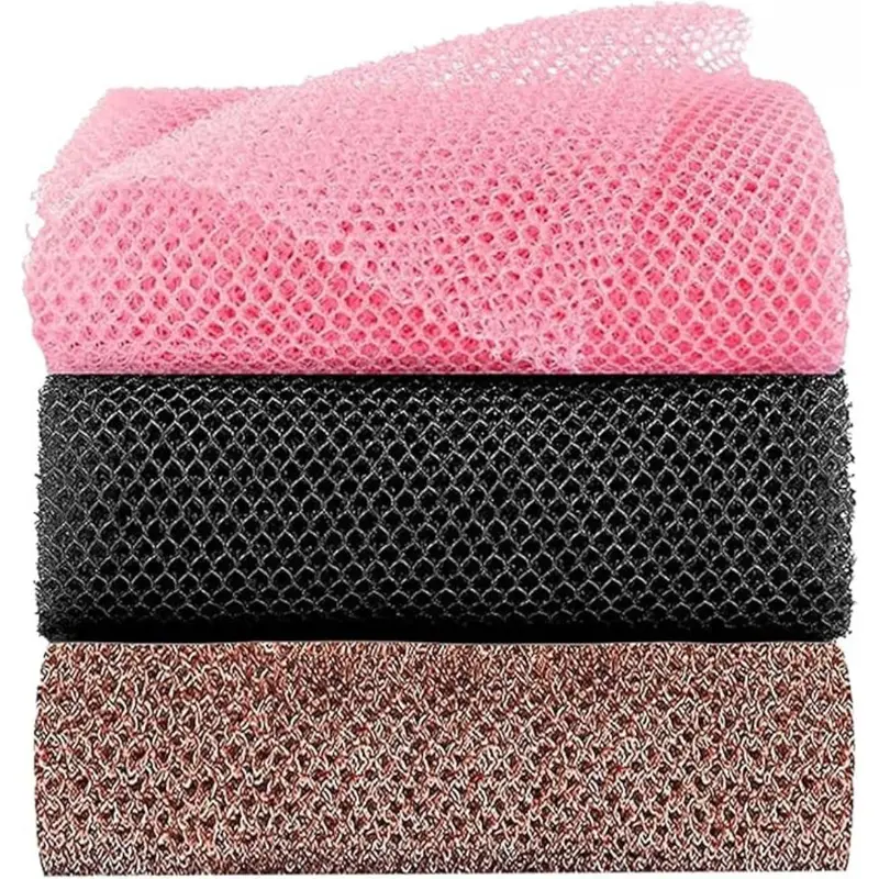 3pcs African Sponge Bath, Exfoliating Net, Beauty Skin Wash Towel African Net Cloth Nylon Back Scrubbers Shower Body Cleaning Spa Massage Bath Towel Back Scrubber 0