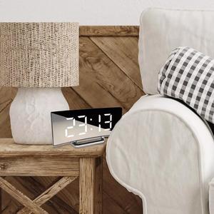 LED Digital Alarm Clock Mains USB/Battery Temperature Large Mirror Display Decor