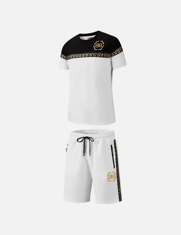New Mens T Shirt + Shorts Set BB Textured Waffle Material Tracksuit Summer 3
