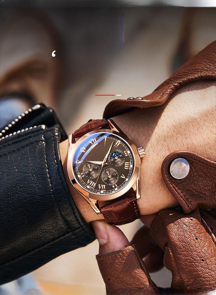 Product Introduction of Men&#039;s Leather Strap Quartz Watch Alloy Watch 10