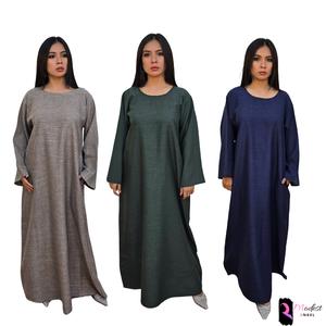 dubai linen abaya maxi prayer dress 6 sizes 50 52 54 56 58 60  15 colours muslim islam crew neck casual dress Eid  SALAH hajj umrah muslimah islam modest clothing solid colour beige grey olive green mustard light brown solid sharjah Ramadan abayagirls