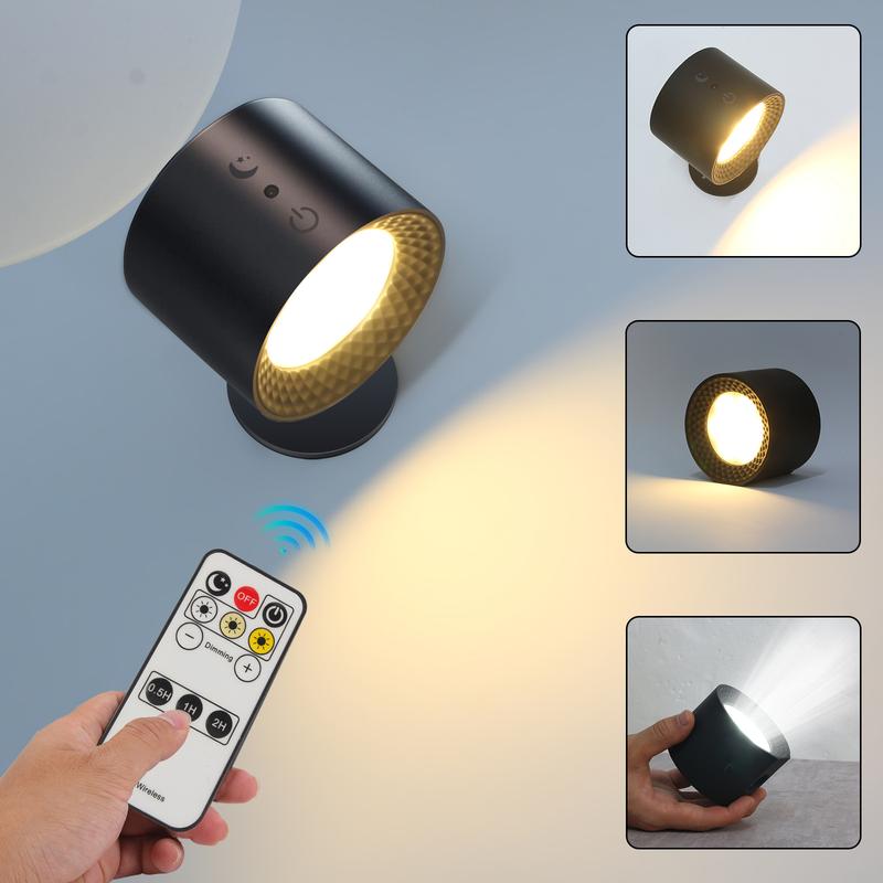 Product Introduction of USB Rechargeable Smart LED Wall Light, 1/2 Counts RGBNlight Light with Remote Control, 360° RotatableSpotlight for Bedroom, Bedslde, Display Wall, Cabinet,Hallway, Game Room 0