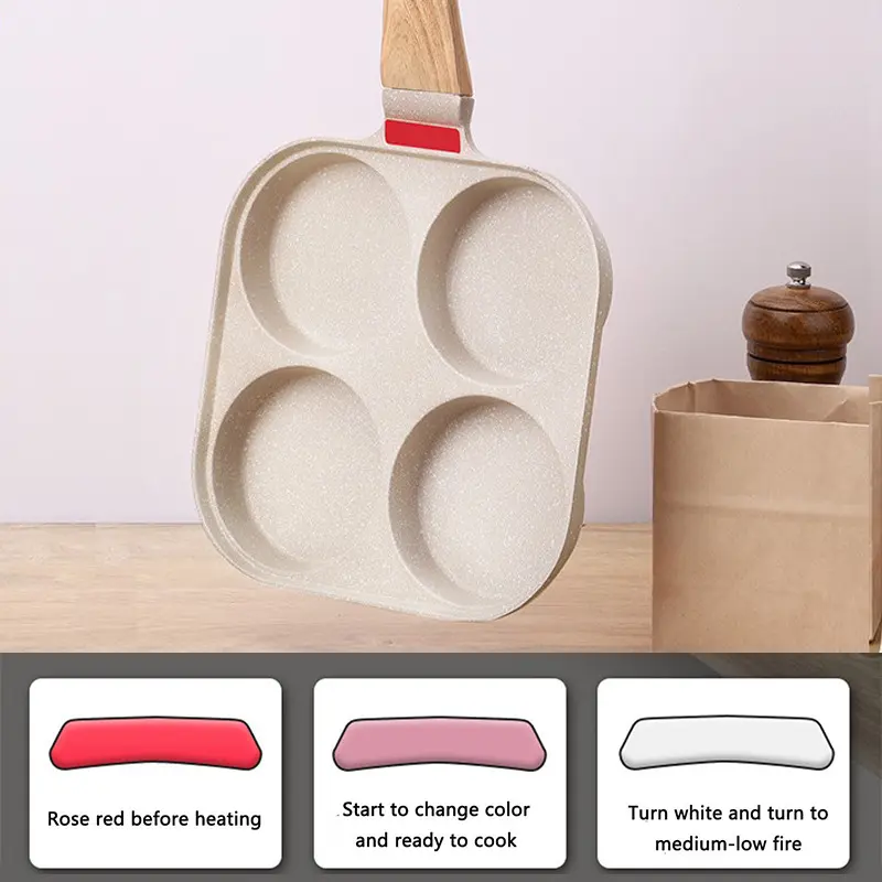 Fried Egg Burger Machine Frying Pan Non-Stick Surface Household Four Hole Breakfast Pan Fried Egg Divine Tool Pancake Pan 7
