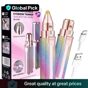 2 in 1 Electric Eyebrow Trimmer, 1 Set Portable Facial Hair Remover, Lip Facial Body Hair Removal Tool with LED Light, Rechargeable Women's Shaver