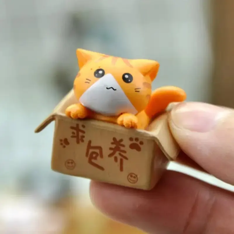 Home Decor Kawaii Mini Cat Ornament Garden kitten statue Gift For Kids Children Baby Room Decoration Toy Miniature Figurines 8
