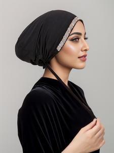 Women's Elegant Rhinestone Decorated Islamic Hijab, New Style Exquisite Trendy Sun Protection Instant Hijab, Fashionable Modest Hair Accessories for Women & Girls, Clothing