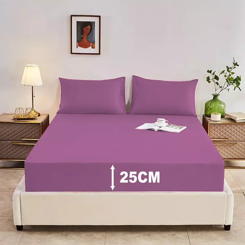New  Fitted Bed Sheet 25cm Extra Deep, Wrinkle, Fade, and Stain Resistant Polycotton Fitted Sheet, Luxurious and Cosy Soft Non-Iron Bedding Fitted Bottom Sheets 5