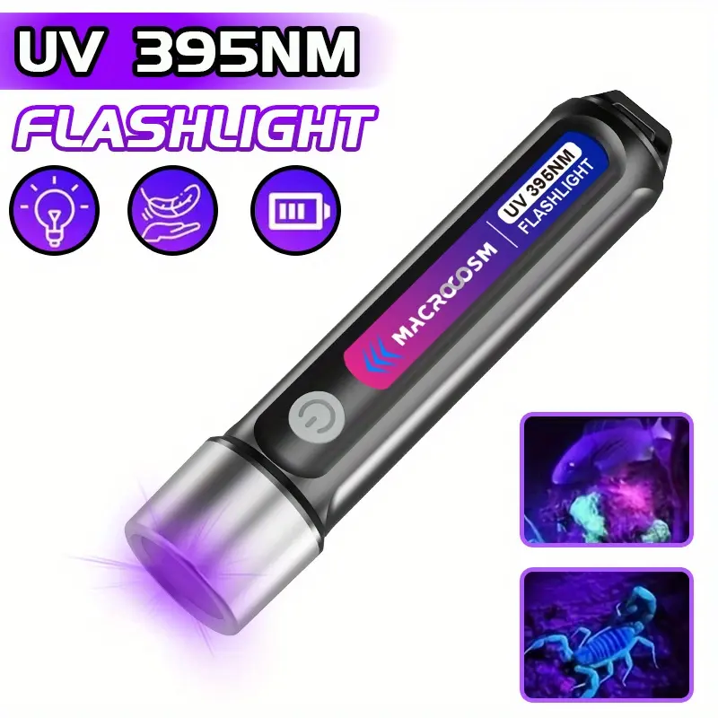 400mAh USB powered Rechargeable LED black light flashlight-portable UV stain detector for pet urine, Scorpions & resin curing 1