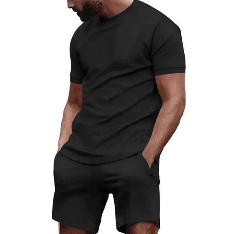 2025 new men's sportswear short sleeved T-shirt and sports shorts summer casual jogging pants set men's two-piece set