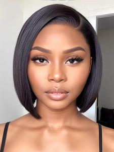5x5 Lace Bob Glueless Human Wigs, 100% Human Hair Virgin Hair Unprocessed Straight Lace Frontal Human Hair Wig, Fashionable Silky Straight Wigs for Women, Natural Daily Wig