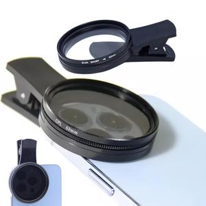 52mm Polarizing Filter Clip Set, Universal Phone Lens with CPL Filter, Mobile Phone Lens Accessories for Most Smartphones, Phone Camera Lens, Optical Lens, Black, Lens Kit, Cellphone