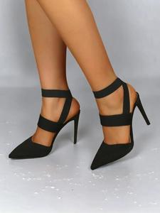 Women's Fashionable Solid Color Stiletto Sandals, Elegant Minimalist Heeled Sandals, Black Pointed Toe High Heel Sandals for Party, Daily Clothing Decor for Women, Footwear