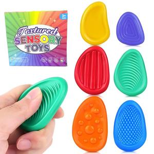 Sensory Stone Toy, 6 Counts/set Colorful Silicone Stone Toy, Montessori Tactile Toy, Children Sensory Training Toy, Stress Relief Toy for Kids