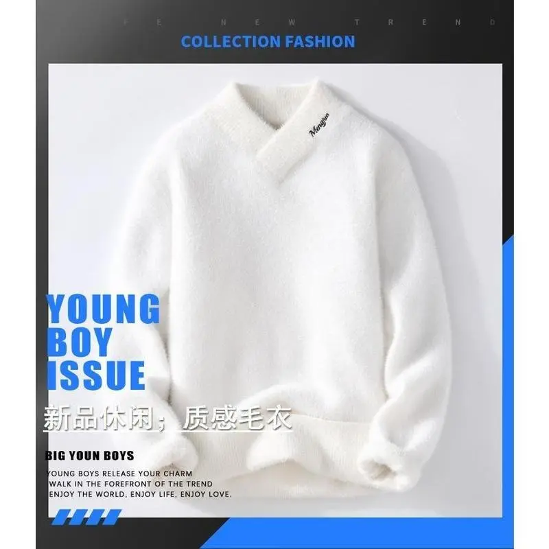 Sweaters men 2025 winter korean style mens warm sweater V-neck men sweaters autumn Men's wool pullovers men full size M-XXXL 7