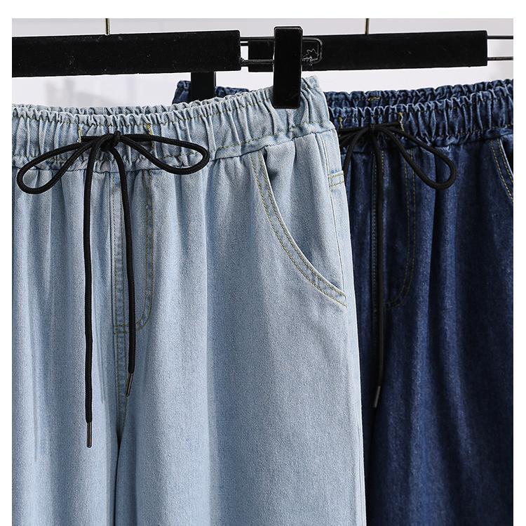 Product Introduction of plus Size High Waist Casual Pants Loose Wide Leg Jeans Fashionable Spring New Arrival for plus Size Women Comfortable Fit 33