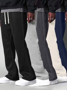 Men's Solid Color Straight Leg Pants, Casual Comfy Breathable Trousers for Summer, Fashion Men's Bottoms for Daily Wear