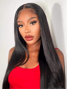 Glueless Lace Front Silky Straight Wig, Human Hair Wig  4x4 Lace Closure Wigs, Natural Black Color Pre Preplucked Lace Wigs for Women Girls Daily Party