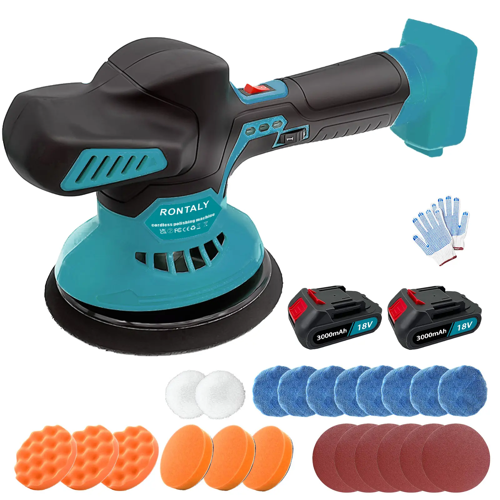 Cordless Car Buffer Polisher with 2pcs 3000mAH Battery, 6 Inch Portable Polishing Waxer Kit with 6 Variable Speed Orbital Polisher Power Polisher for Car Detailing/Polishing/Waxing