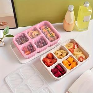 Portable Snack Box with Lid, 5 Compartment, Leak-Proof, Sealed Airtight Food Storage Container, Ideal for Work, Travel, Camping, Picnic, Outdoor Adventure