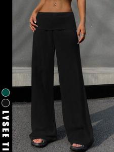 Women's Solid Color Wide Legged Pants, Casual Comfy High Stretch Straight Leg Trousers for Daily Wear, Ladies Bottoms for All Seasons, Clothes