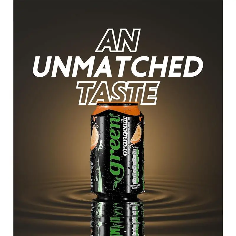 Green Orangeade Sparkling Soft Drink – Low Calorie, No Added Sugar, 24 Cans x 330ml Beverage Natural 6