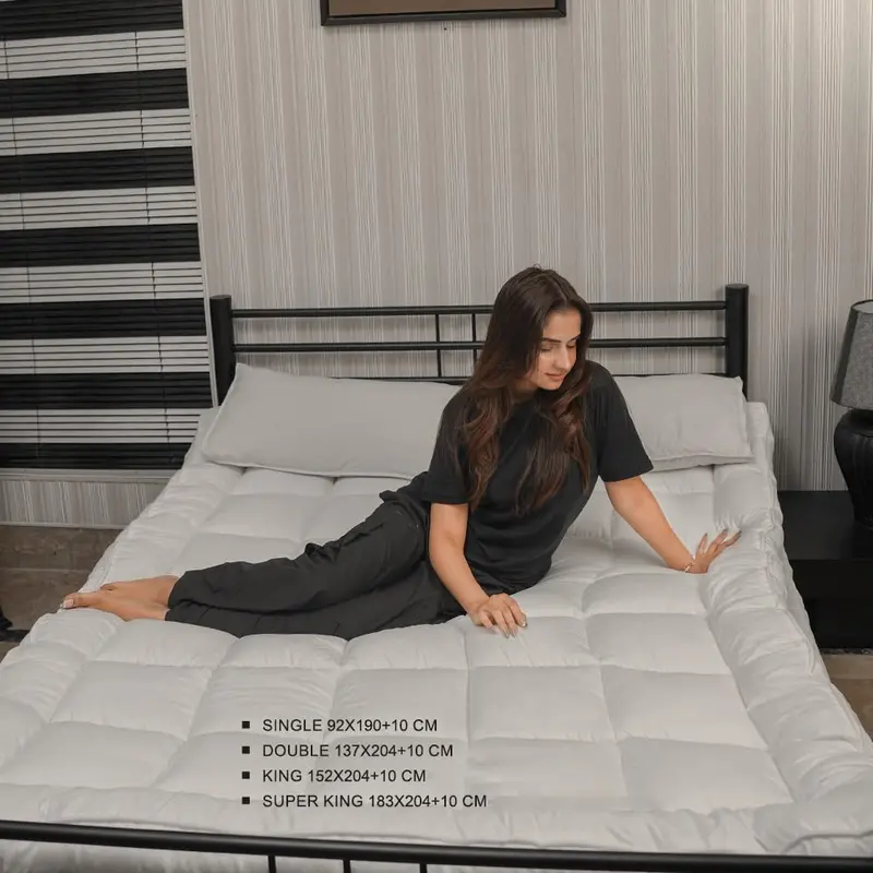 Premium Mattress Topper  4-Inch/10cm Extra Deep  Microfiber Hotel Quality Mattress Topper Super Soft and Fluffy Mattress Topper with Box Stitching for Enhanced Comfort 6