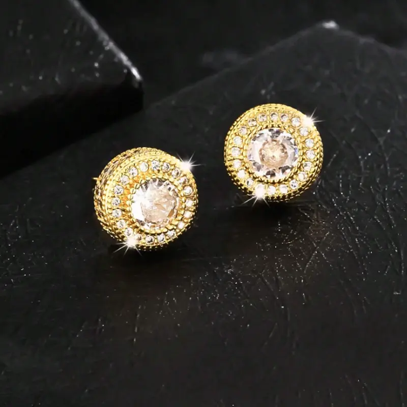 2pcs/Set Classic Hip Hop Style Square Zirconia Stud Earrings for Men and Women, Elegant Fashion Jewelry, Suitable for Daily Wear, Gifts for Loved Ones 8