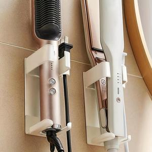 2pcs Bathroom Wall Mounted Hair Curler Rack, Punch Free Hair Dryer Holder, Home Organizers
