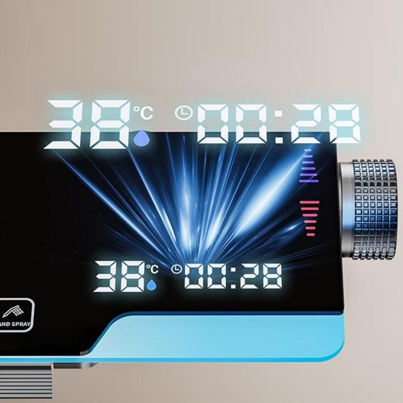 Shower Set Ambient Light Shower System Set For Bathroom Hotel Apartment Modern Digital Temperature Display Showers Faucet Set 3