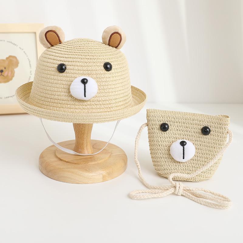【REDERICTEM】Children's bag straw hat set sun hat summer children's sun protection hat baby sun hat cute cartoon pattern 7