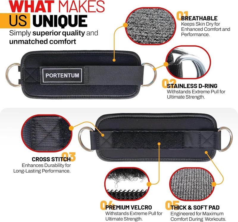 Unisex Ankle Straps For Cable Discover, Black, Universal EU 5