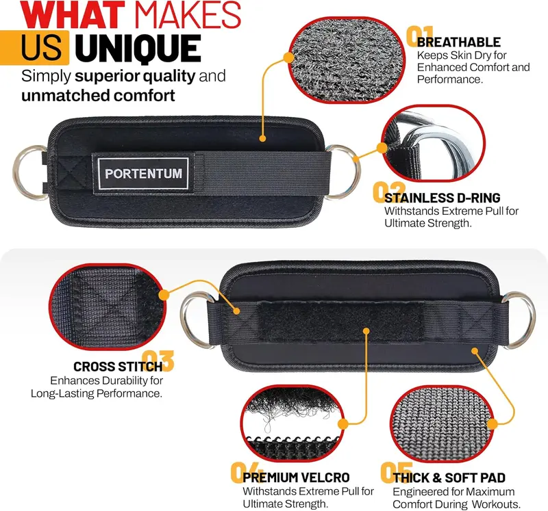 Unisex Ankle Straps For Cable Discover, Black, Universal EU 5