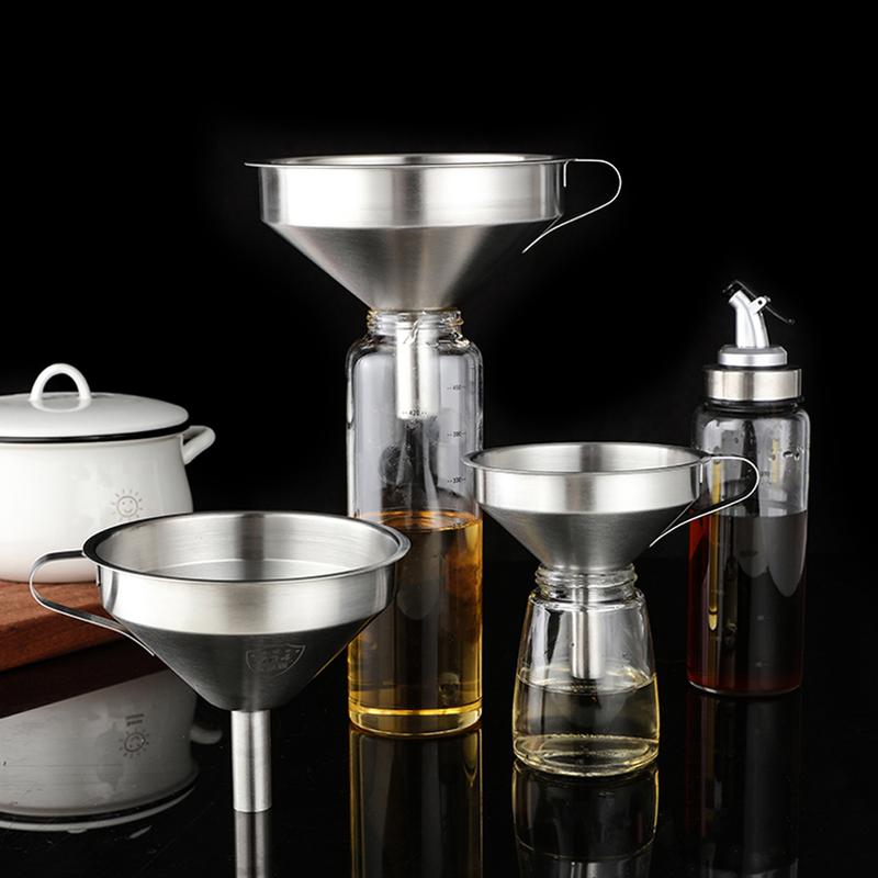 2x Stainless Steel Funnel Oil Liquid Funnel Metal Funnel with Detachable Filter 4
