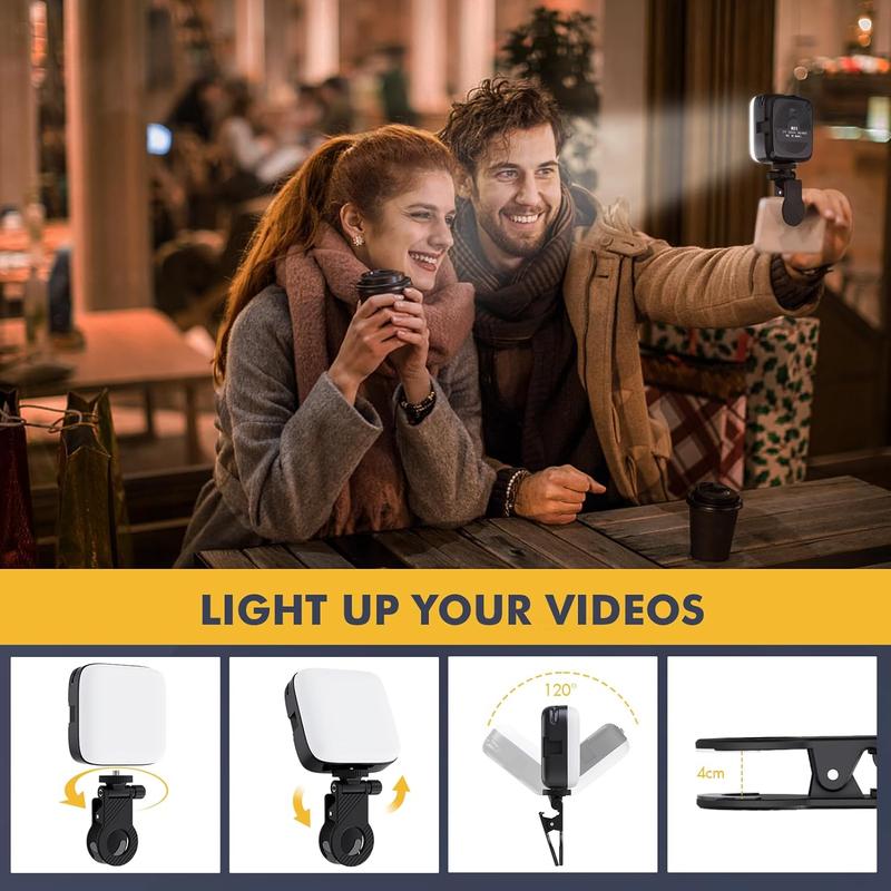 64 LEDs Selfie Light,3 Light Modes Video Light Photo Light-Rechargeable Clip on Phone/Laptop/Camera Light-for Makeup,YouTube,TikTok Live Streaming,Photography Vlog/Pictures/Meetings-Warmer Atmosphere. 2