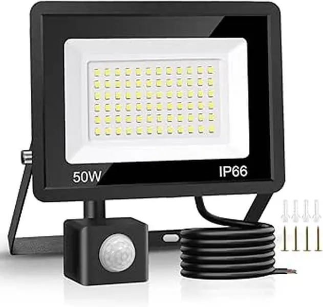 50W Security Lights Outdoor Motion Sensor 4500 Lumen PIR Security Light 6500K LED Floodlights IP66 Waterproof Outside Daylight Wall Light with 2M Cable for Garage Garden Hallway Backyard