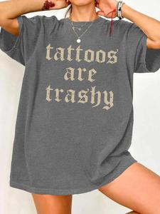 Women's Letter Print Round Neck Tee, Vintage Trendy Casual Short Sleeve T-shirt for Daily Wear, Ladies Summer Clothes