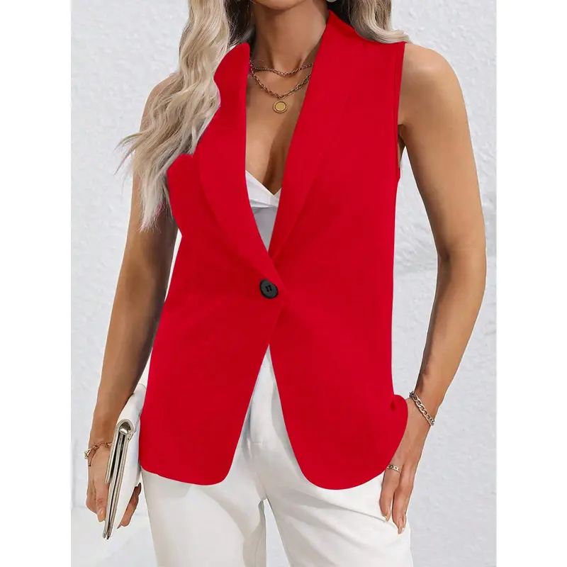 Franclia Plus Size Women's Simple Solid Color Sleeveless Vest For Daily Wear For New Year Clothes 3