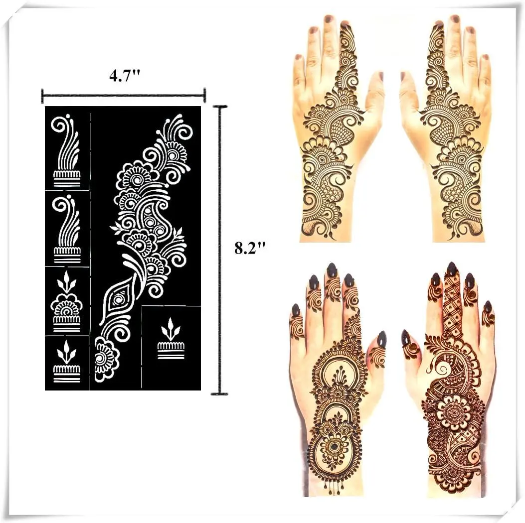 Flower Tattoo Stencils Kit for Women Girls, 9 Sheets Glitter Tattoo Stencils Stickers Reusable Temporary Tattoos Templates for Hands Finger Body Art glitter  tattoo  kit