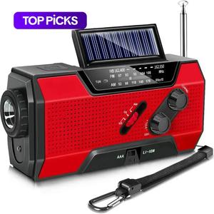 Portable USB/Solar/Hand Crank Charging Radio, Emergency Weather Radio with Power Bank Function, Radio with SOS Alarm & Flashlight for Indoor/Outdoor Emergencies, Solar Powered Radio, Rechargeable Emergency Radio, Christmas Gifts #TOP PICKS