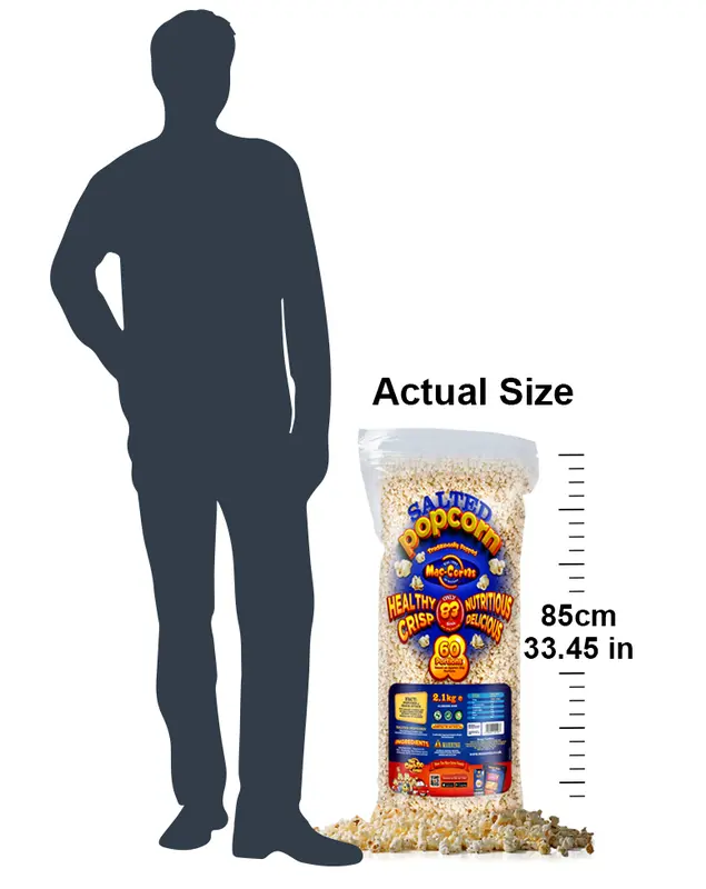 Mac-Corns - Bulk Pack Bundle ~ 2.1kg Salted Popcorn + 60 Tubs + Scoop ~ Traditionally Popped 6